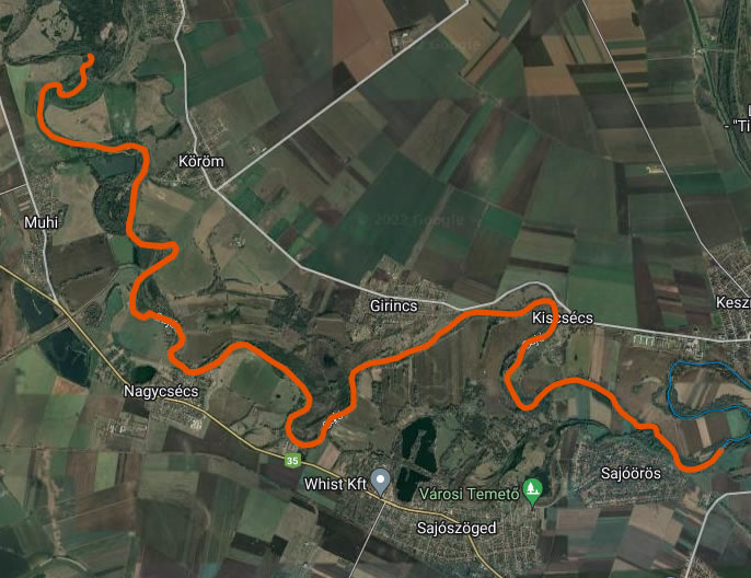 Vízitúra útvonal: Ónodi homok- és kavicspad -> Muhi-Köröm komp homok- és kavicspad